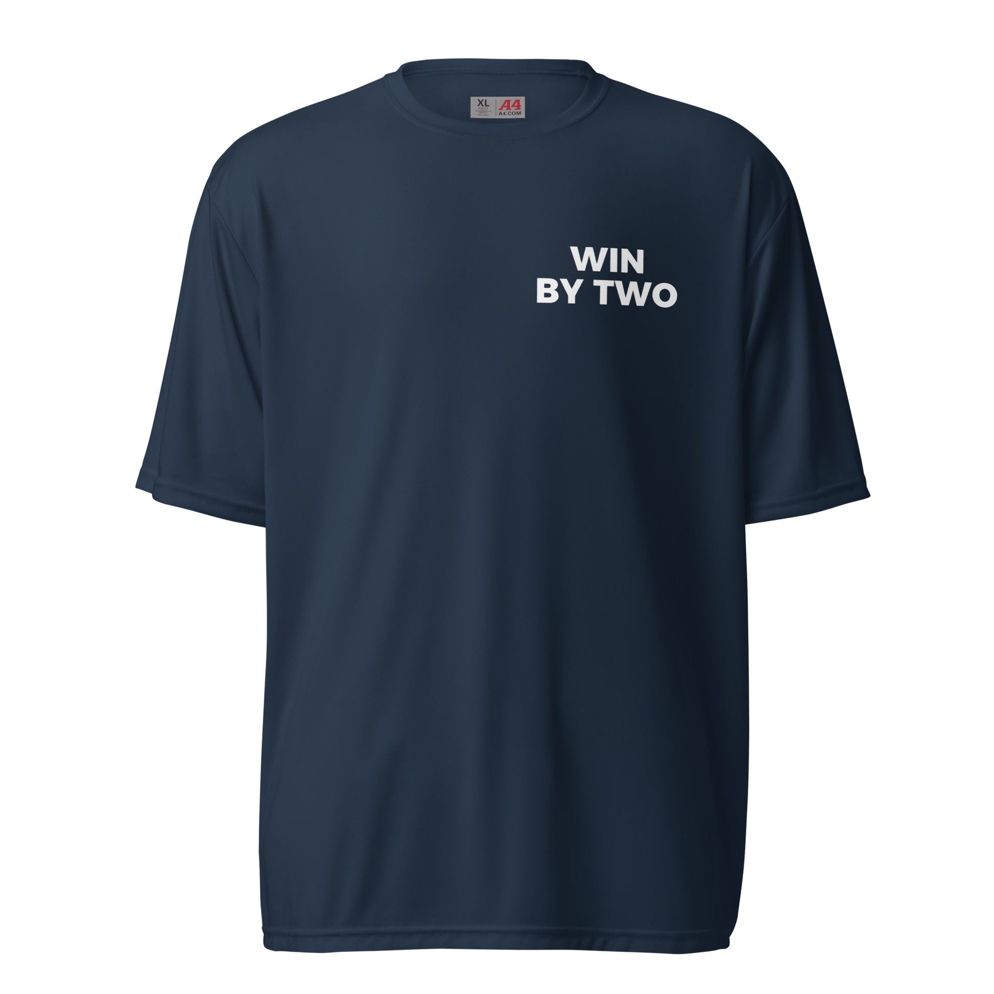 WIN BY TWO Performance Tee - front view - pickleball performance tee by Doubles Club